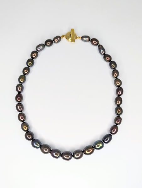 Peacock Freshwater Pearl Necklace with Gold Plated Silver Catch