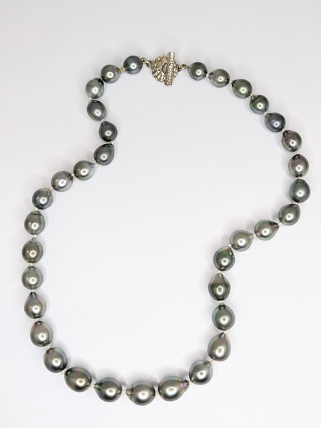 Light Grey-Green Tahitian Pearl Necklace with 18ct White Gold Catch