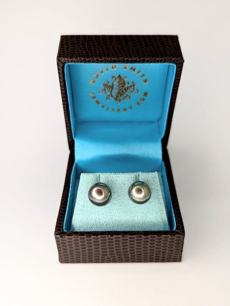 Slate Grey-Green Freshwater Pearl Earrings with Sterling Silver