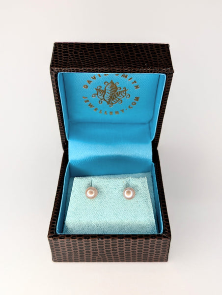 Natural Pink Freshwater Pearl Earrings with Sterling Silver