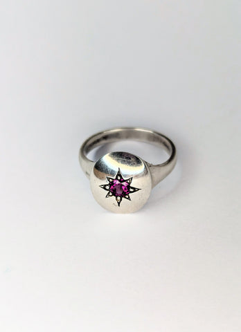 Sterling Silver Rhodolite Pink Garnet Ring, Size N 1/2