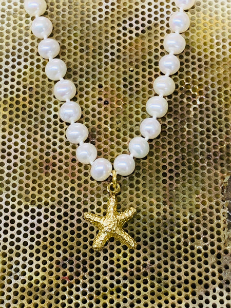 Pearl Necklace Set for Women Peach Pearls with Gold store Starfish Charm Beach Necklace