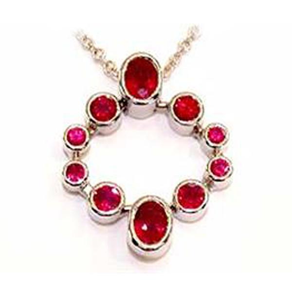 Ruby round and oval 18ct white gold pendant handmade-David Smith Jewellery 