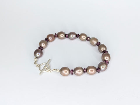 Pink Freshwater Pearl and Tourmaline Bracelet