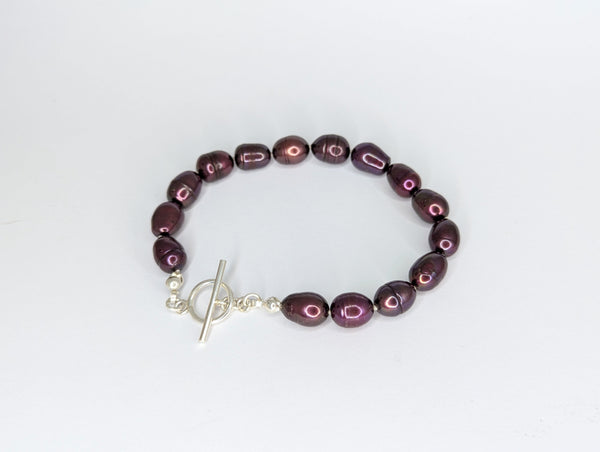 Purple Oval Freshwater Pearl Bracelet