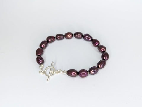 Purple Oval Freshwater Pearl Bracelet