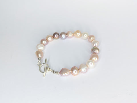 Pink Multicoloured Baroque Freshwater Pearl Bracelet