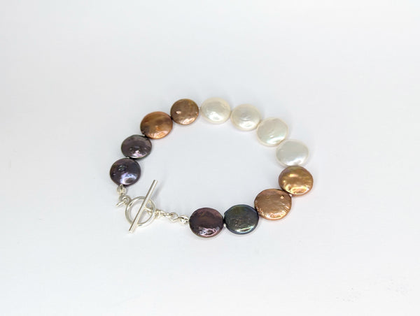 Multicoloured Coin Freshwater Pearl Bracelet