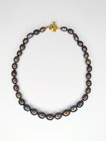 Peacock Freshwater Pearl Necklace with Gold Plated Silver Catch