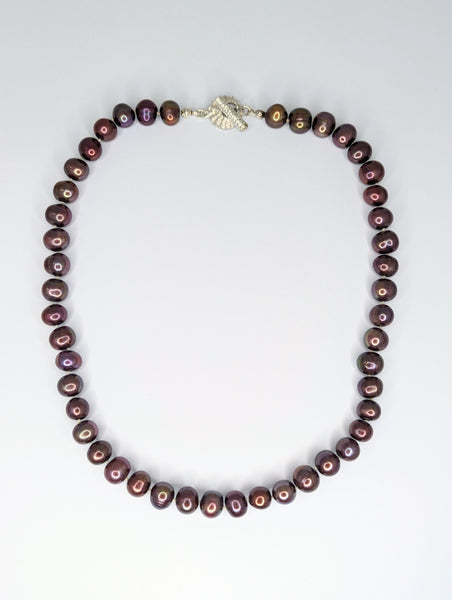 Deep Purple Bronze Freshwater Pearl Necklace