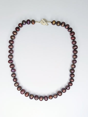Deep Purple Bronze Freshwater Pearl Necklace