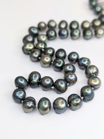 Slate Blue-Green Baroque Freshwater Pearl Necklace