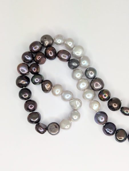 Peacock and Grey Baroque Freshwater Pearl Necklace