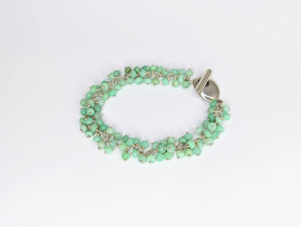 Chrysoprase and Sterling Silver Blue-Green Bracelet