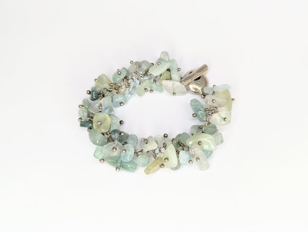 Aquamarine Blue-Tone Bracelet with Sterling Silver