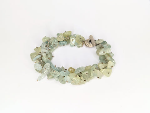 Aquamarine Green-Tone Bracelet with Sterling Silver