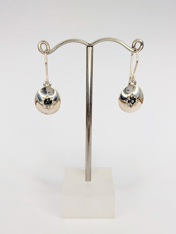 Natural Unheated Sapphire Earrings with Sterling Silver