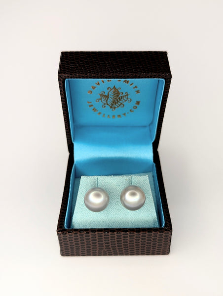 Mid-Grey Freshwater Pearl Earrings with Sterling Silver