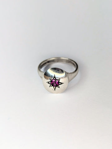 Sterling Silver Rhodolite Pink Garnet Ring, Size N 1/2