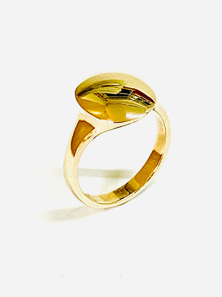 Signet Ring contemporary gold oval head 13.6mm x 11.8mm swept up head more prominent sizes H I J K L M N O P Q R S - David Smith Jewellery 