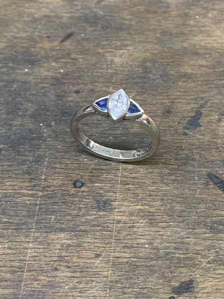 Diamond, Sapphire and Platinum handmade Ring
