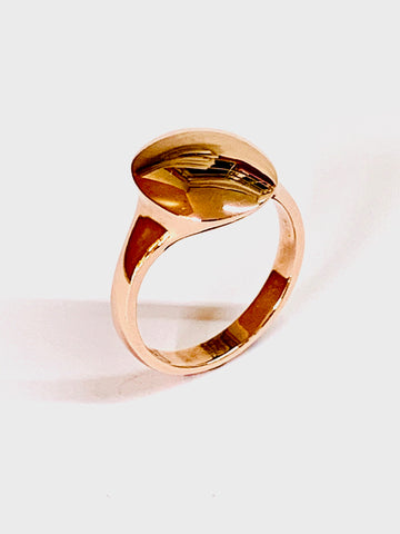 Contemporary Signet Ring Red Gold Sterling Silver Oval Head 13.6mm x 11.8mm - David Smith Jewellery