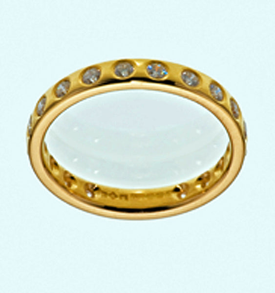 Handmade Full Eternity Brilliant Cut Diamond Ring Flush Set 18ct Yellow Gold G Colour VS1 Clarity - David Smith Jewellery