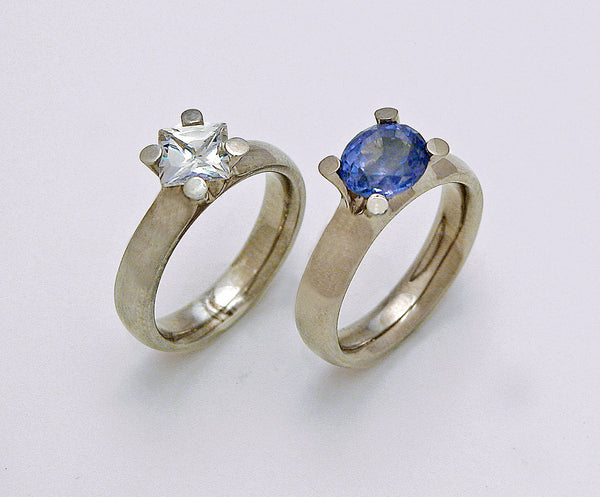 Princess Cut Diamond 1.25ct G Colour VS1 Clarity Oval Cut Blue Sapphire Platinum 4Claw Ring - David Smith Jewellery